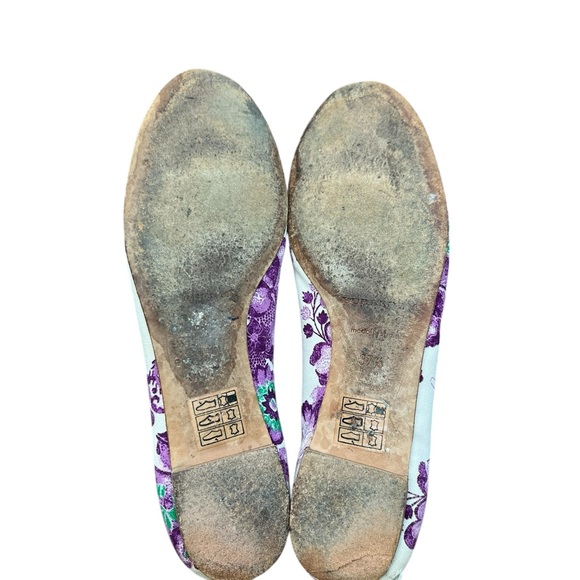 Burberry Purple Floral Ballet Flat Bow Design Women's Size 37.5 EU 7.5 US USED - Picture 7 of 8
